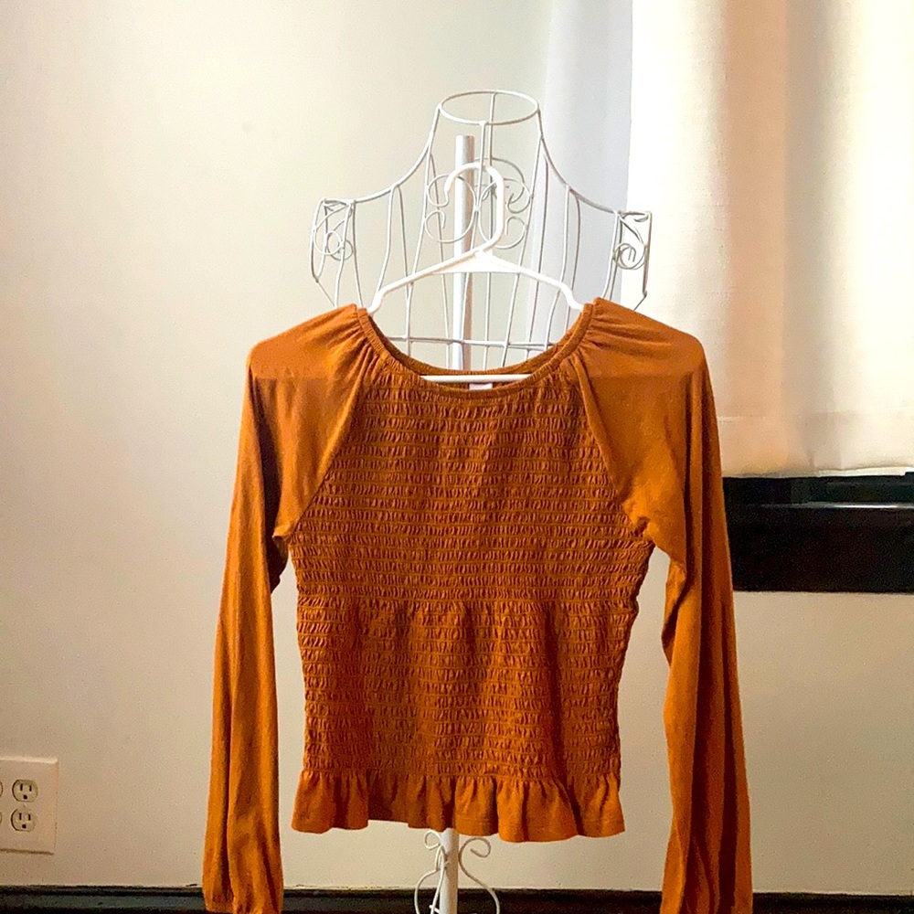 Old navy Burnt Orange Ruched Long-sleeve Shirt